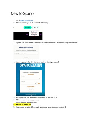 How to log in to Sparx Page 1